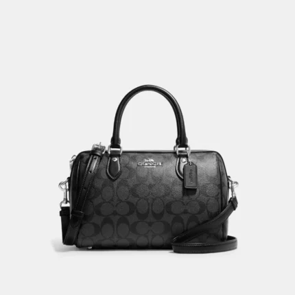 Rowan Satchel Bag In Signature Canvas - Black Print 2